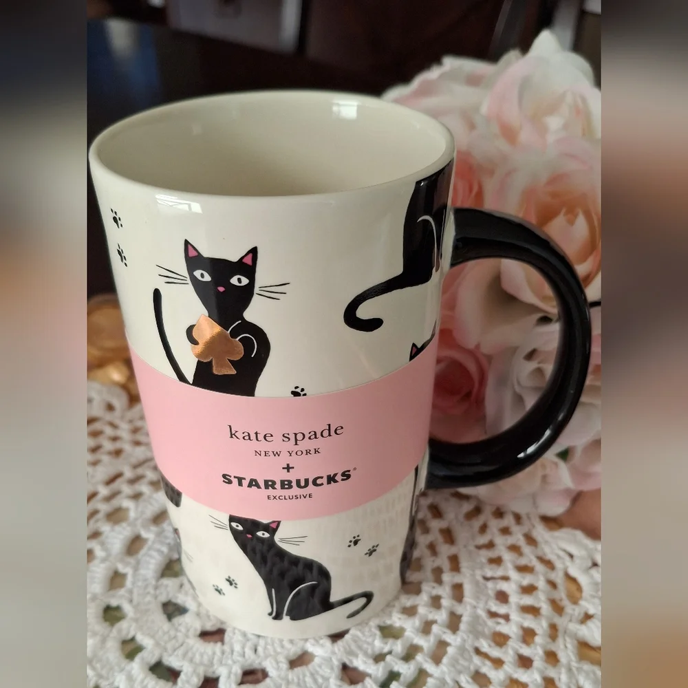 Starbucks x Kate Spade collaboration Black Cat Mug 355ml - Picture 1 of 6